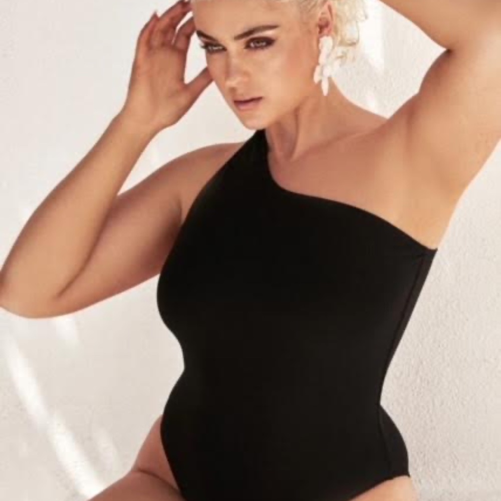 Blackmilk Black & Shimmer Asymmetrical Pool Party Swimsuit